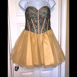 Prom sequin nude prom/graduation dress size large